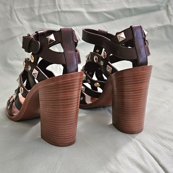 Dolce & Gabbana Brown Leather Studded Luxury Sandals Heels Size 5 US( Worn 1x) - Picture 4 of 16